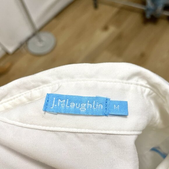 J. MCLAUGHLIN Tie Front Shirt Long Sleeve Top Classic White size Medium - Picture 5 of 6